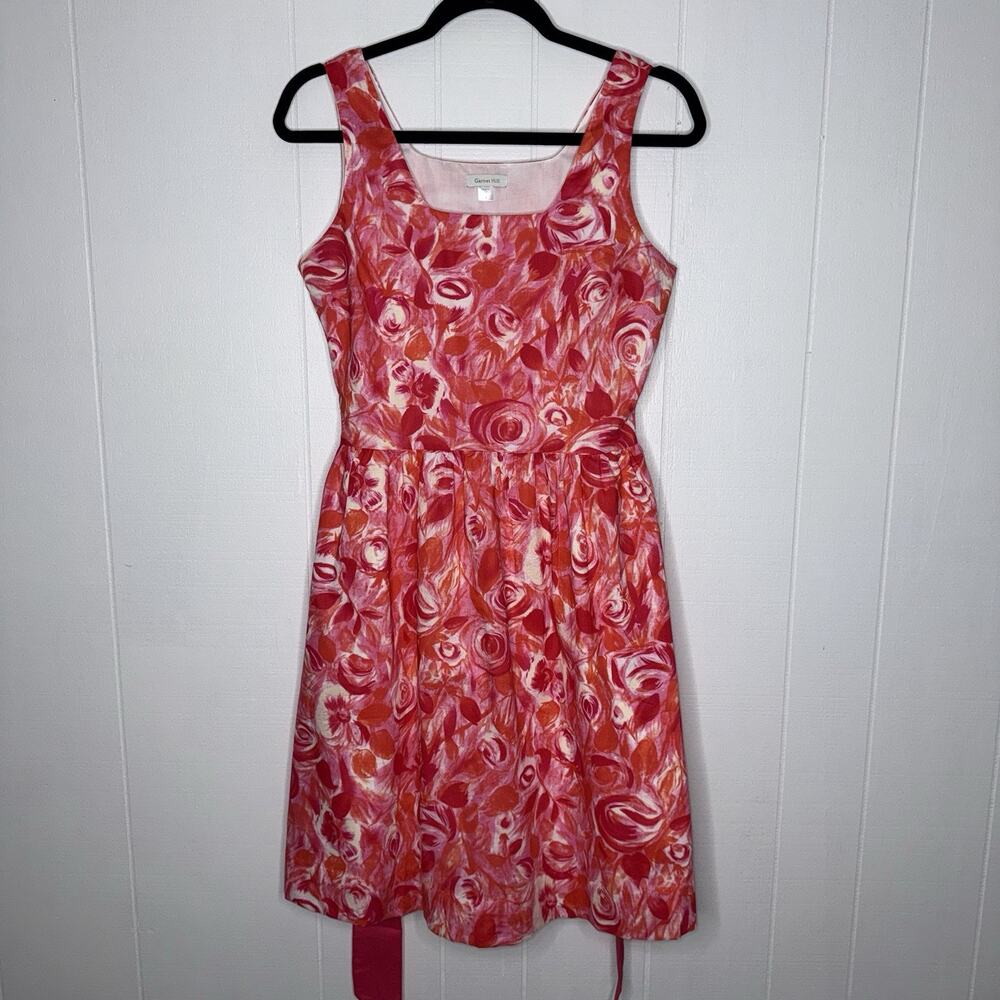 Garnet Hill Women’s Cotton Rose Floral A Line Dress Sleeveless Pink Size 6